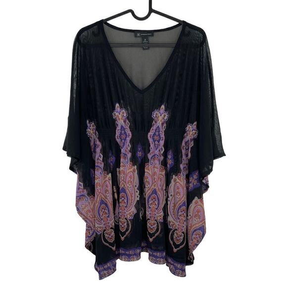 Y2K INC Sheer Mesh Babydoll Kimono Top Size Medium Whimsigoth Fairy Vamp Grunge - Picture 1 of 6